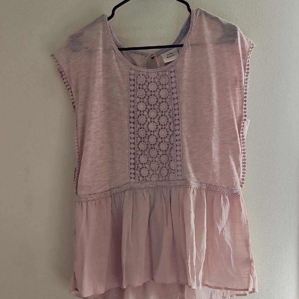 Knox Rose Blush Lace Trim Top